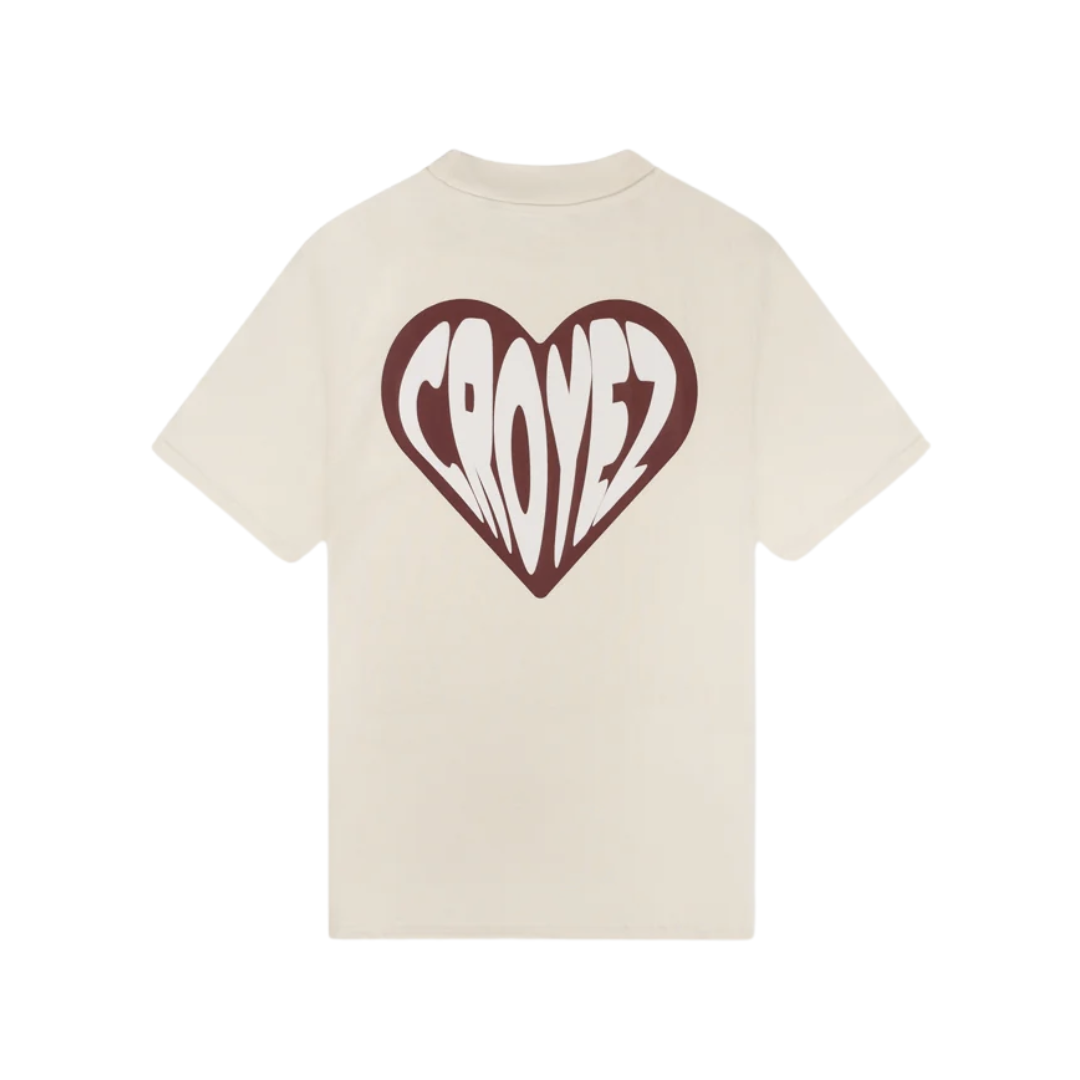 Puffed Heart T-Shirt - Off-White/Beige