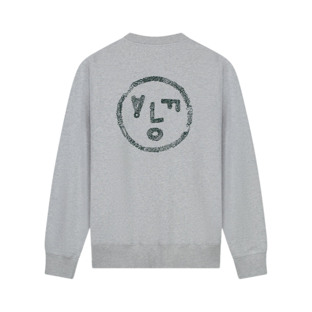 Scribble Face Crewneck - Heather Grey