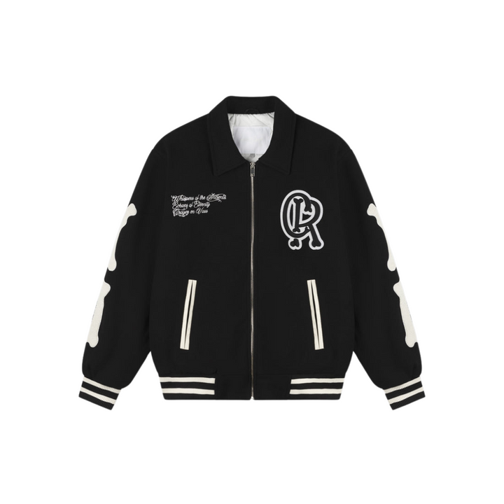 Echoes Of Eternity Varsity Jacket - Black/Off White