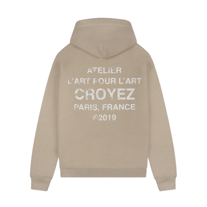 Gallery Grunge Hoodie - Beige/White