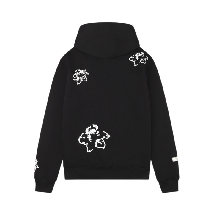 Initial Flower Hoodie - Black