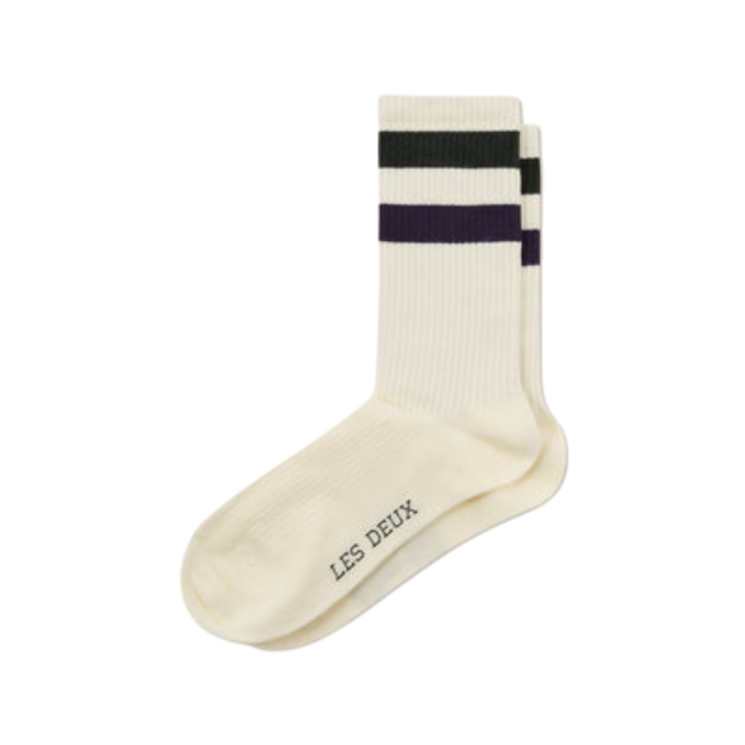 Woods Rib Stripe Socks 2-Pack - Off White /Rosin